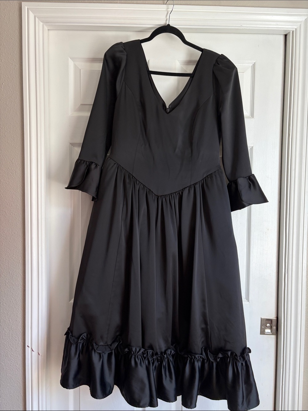 Dark Romance Satin Bustle Dress in Black - Picture 3 of 10